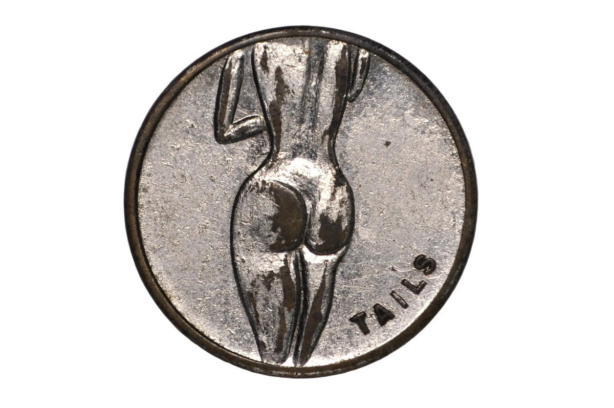Vintage "Heads/Tails" Adult Novelty Token - Adult "Peep Show" Style Silver-Tone Token