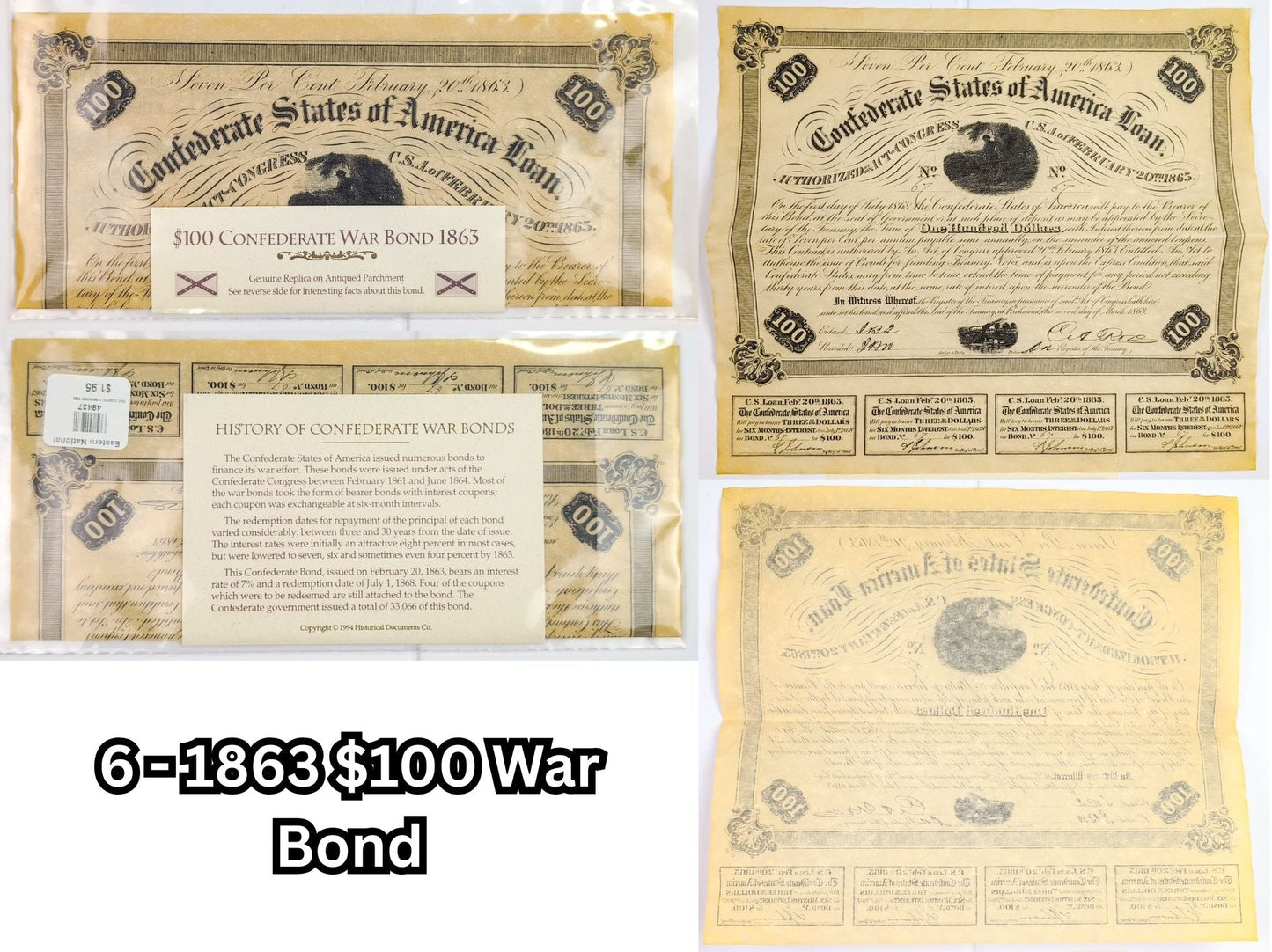 Facsimile Reproduction Confederate States Banknotes Sets - 6 Sets to Choose From! - 1960s Reproduction Civil War Era Southern Paper Currency
