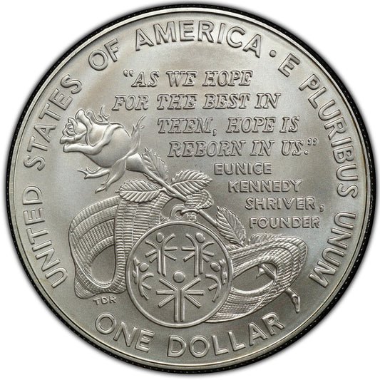 1995-W UNC Commemorative SILVER Dollar Special Olympics West Point Mint With Box and COA