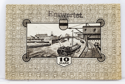 1918 Crefeld Germany 10 Mark Notgeld - Rarer Overstamp "Entwertet" Type - High Denomination - 1918 German Municipality Ten Marks Note