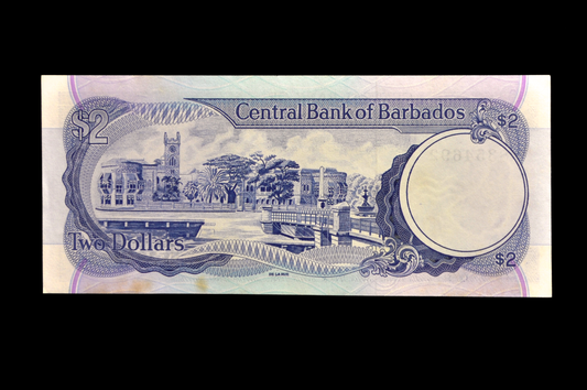1986 Central Bank of Barbados 2 Dollar Banknote - K. King Signature - Uncirculated (UNC) - 1986 (ND) Barbados Two Dollars Note - P#36