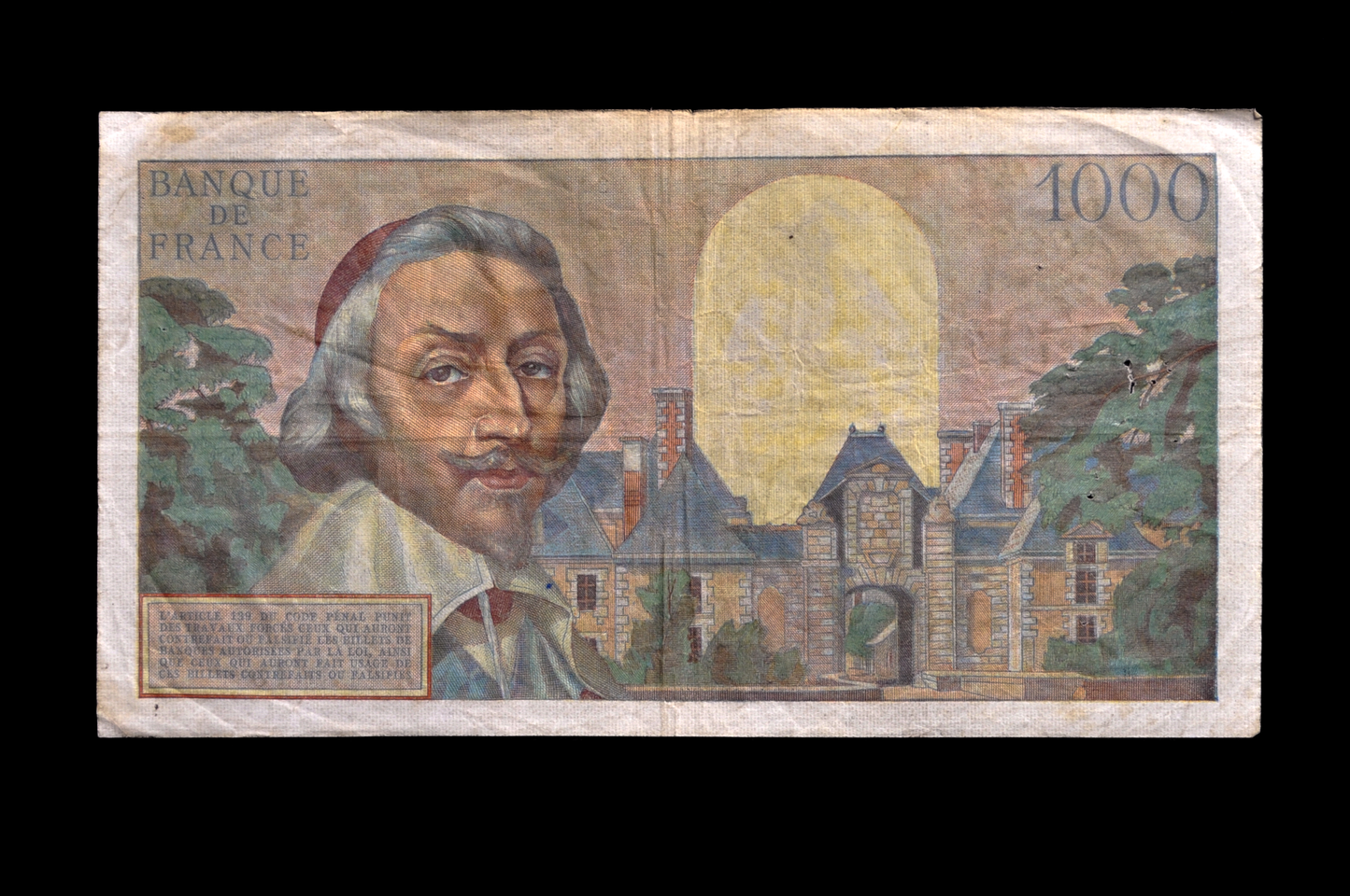 1955 Bank of France 1000 Francs Note - 2-6-1955 Date - 1955 Banque de France One Thousand Francs Note - P#134a