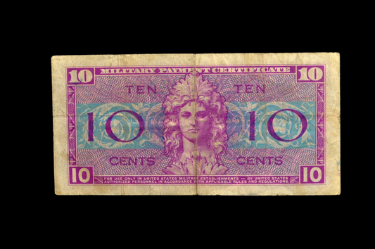 1954 U.S. Military 10 Cent Payment Certificate - Scarce Series 521 - 1954 United States Military Ten Cents Payment Certificate - P#M30