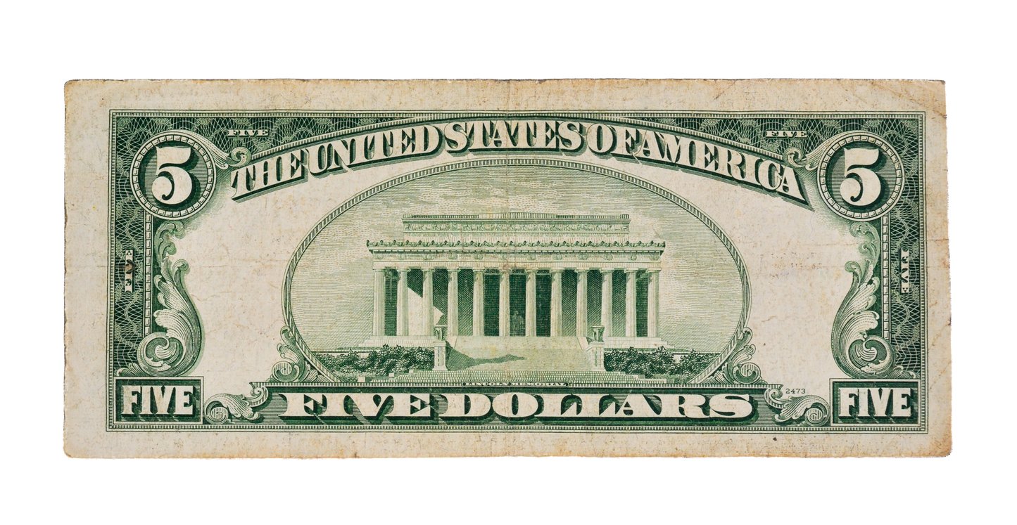 1953B Fancy Repeater Serial Number 5 Dollar Note - 33943388 - 1953 B Red Seal Five Dollar Cool Serial Note - Fr.1534