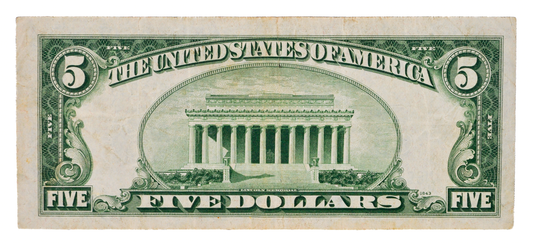 1934-C Fancy Devil 666 Serial 5 Dollar Silver Certificate - 66612843 - 1934C Five Dollar Silver Cert Devil Note - Fr#1653