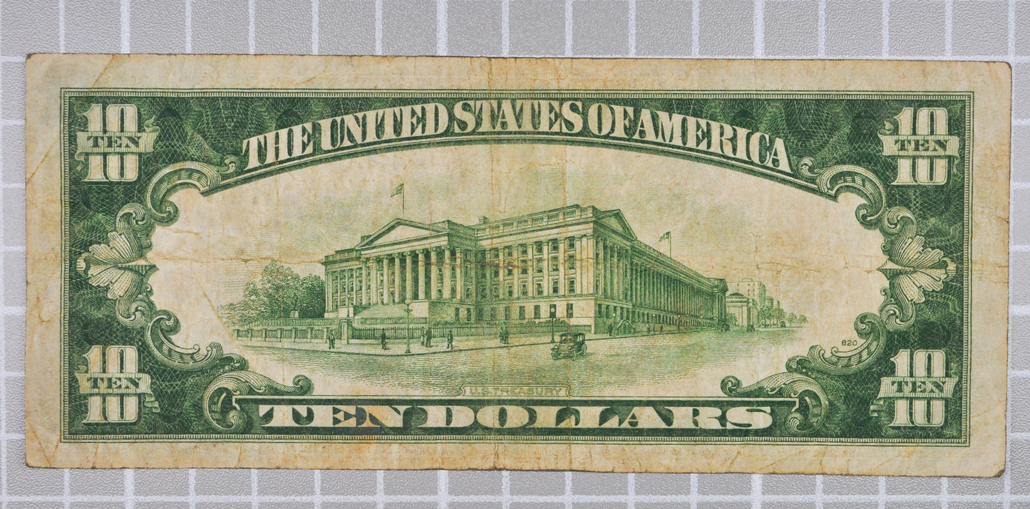 1934-A Federal Reserve 10 Dollar Note - Very Fine (VF) - San Francisco (L) - 1934A Green Seal Ten Dollar San Francisco Note - Fr#2006-L