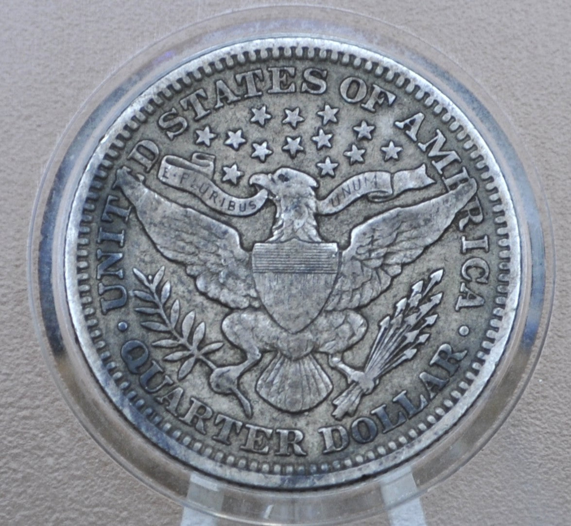 1909 Barber Silver Quarter - VF (Very Fine) Grade / Condition - Full Liberty Band - Philadelphia Mint - 1909 P Barber Quarter 1909P Silver