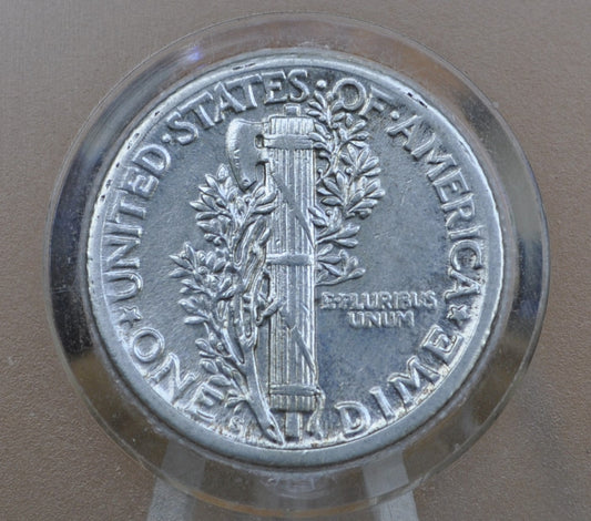 1918-S Mercury Dime - AU (About Uncirculated) - San Francisco Mint - 1918 S Mercury Head Dime - 1918 S Winged Liberty Head Dime