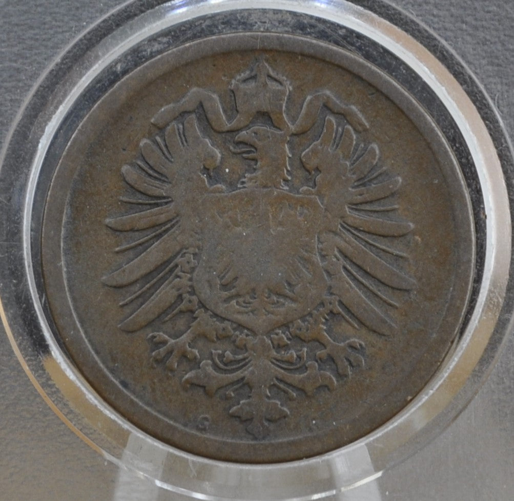 1876 German 2 Pfennig Deutsches Reich - Great condition - Second Reich of Germany 1876 G 2 Pfennig - 1800s German Empire Coin - Two Pfennig 1876 G