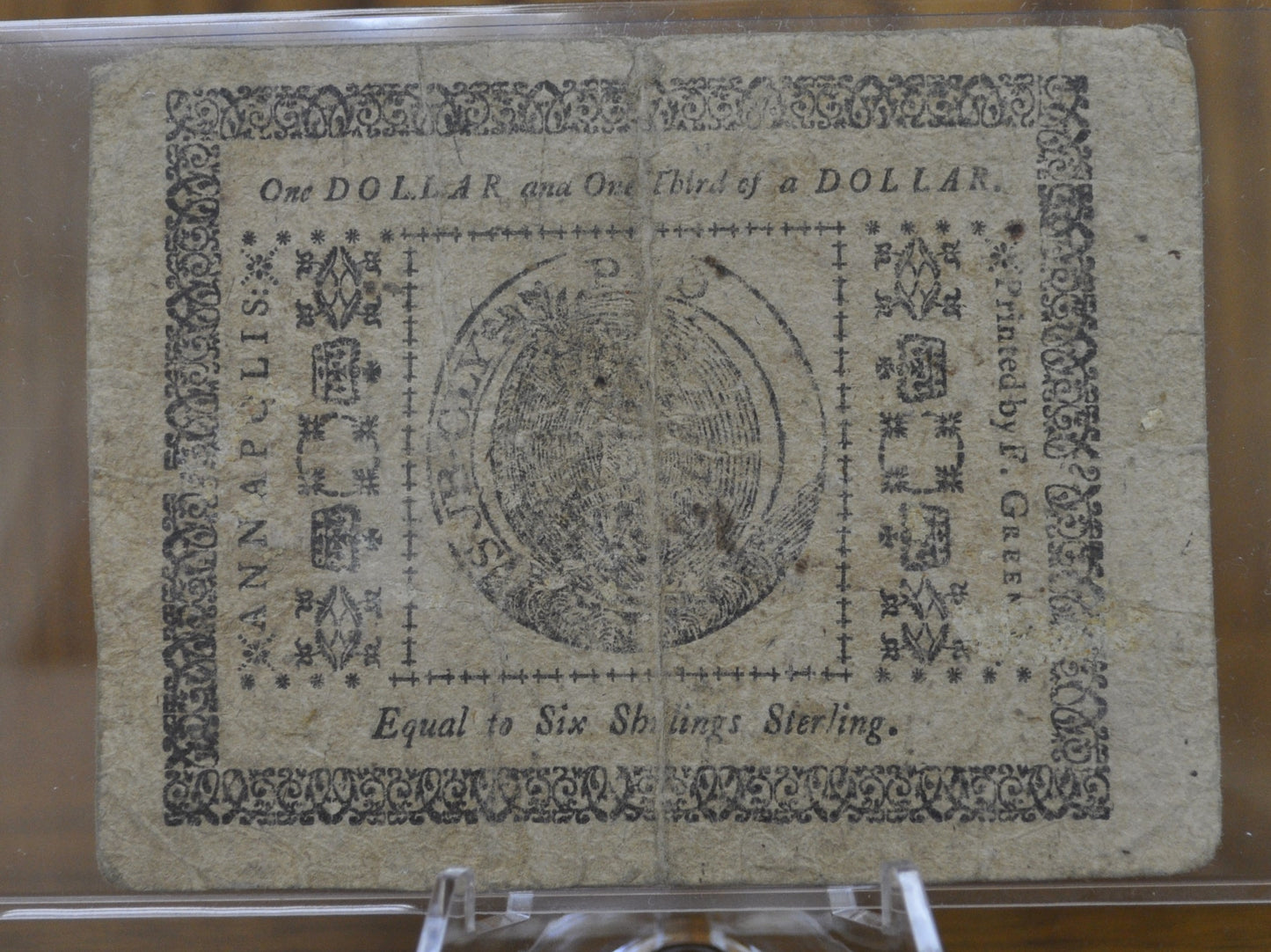 1776 State of Maryland 1 and 1/3 Dollar August 14th 1776 - Continental Currency - August 14th 1776 1 1/3 Dollar Note - MD-97 - MD 8/14/1776, Colonial Note