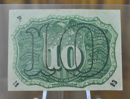 2nd Issue 10 Cent Fractional Note Fr#1246 - Uncirculated - "18-63" and "S" on reverse, rarer variety - Second Issue Fractional Note Five Cent, Friedberg Number 1246