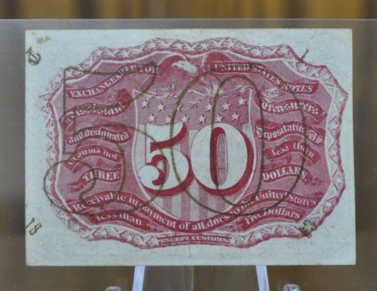 2nd Issue 50 Cent Fractional Note Fr#1322 - Uncirculated - "18-63", "T" "1" on reverse, rarer variety - Second Issue Fractional Note Five Cent, Friedberg Number 1322