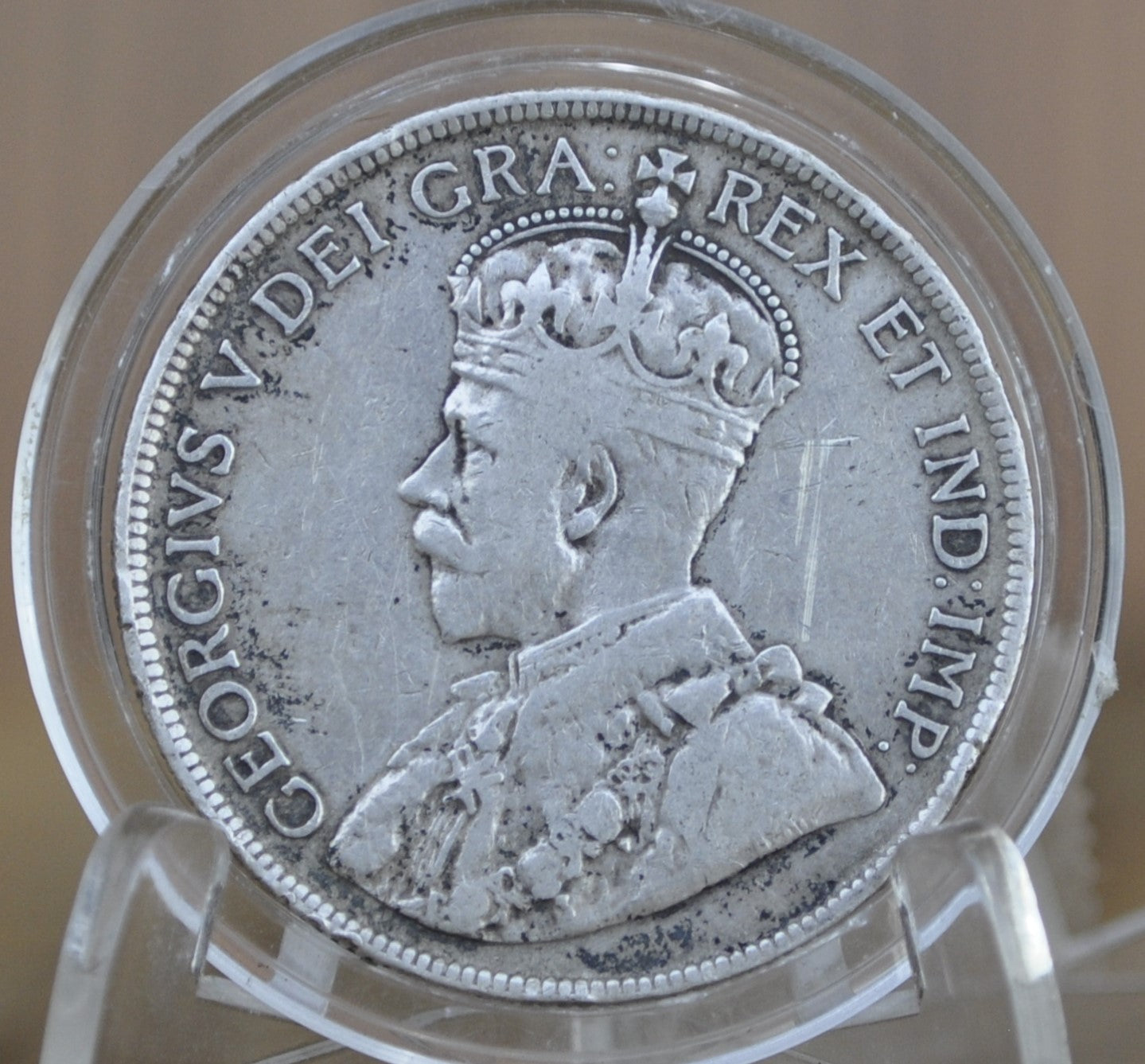 1919 Newfoundland 50 Cents - F (Fine) Condition - King George V - Fifty Cents Newfoundland 1919 Silver