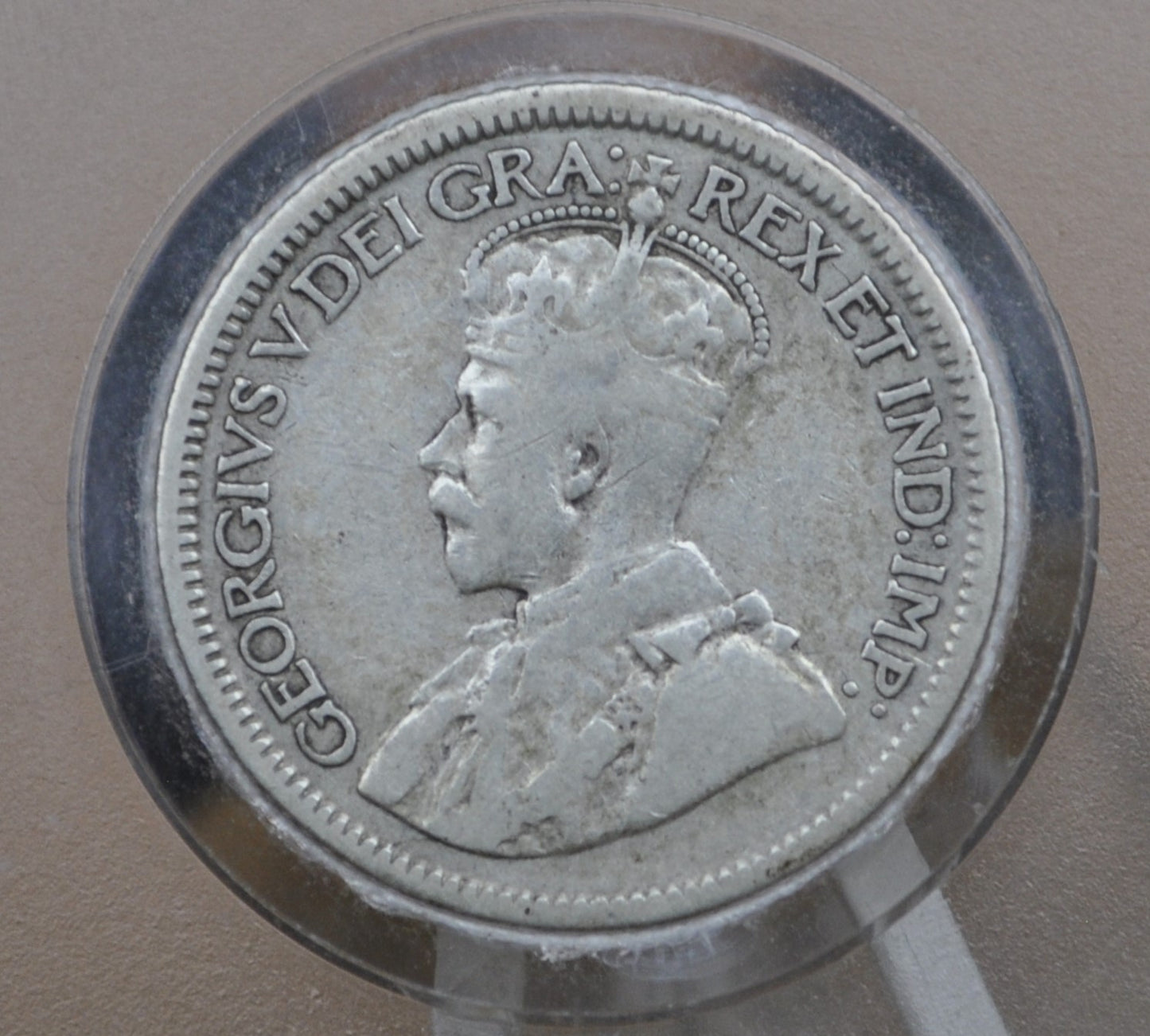 1921 Canadian Silver 10 Cent Coin - F (Fine) Grade / Condition - King George V - Canada 10 Cent 80% Silver 1921