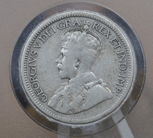 1921 Canadian Silver 10 Cent Coin - F (Fine) Grade / Condition - King George V - Canada 10 Cent 80% Silver 1921