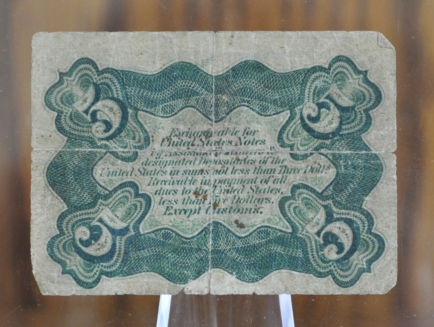 Third Issue 5 Cent Fractional Currency Note - VG+ - 3rd Issue Fractional Note Five Cent - Fr1238 / Fr#1238