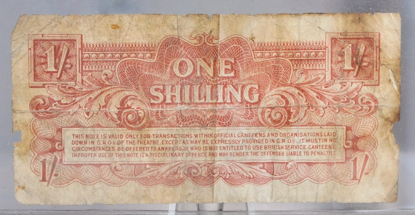 1948 British Armed Forces 1 Shilling Special Voucher Note - Second Series, First Issue - 1948 One Shilling British Military Note - P#M18a