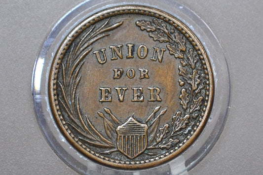 1863 Civil War Token - Uncirculated - First in War First in Peace - Awesome CWT - Patriotic Civil War Tokens, United States Copper