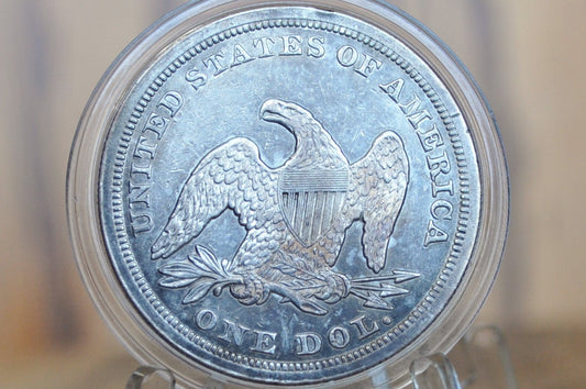 1847 Seated Liberty Dollar - Choice AU, Beautiful Coin - 1847 Liberty Seated Silver Dollar - Authentic - Scarce Coin Type, Rare, 1847 Dollar 1847