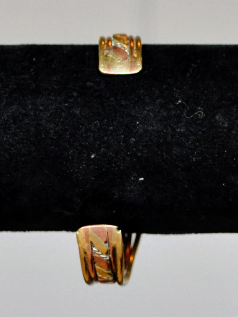 Amazing Tri-Color Brass Copper Silver Hammered Braid Cuff Bracelet - 6.5" Length - Vintage Multi-Metal Twisted Design Open Cuff