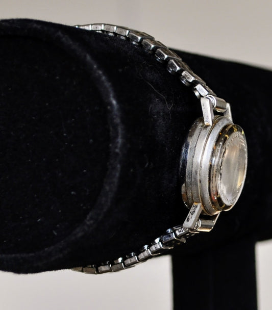 Awesome Silver Tone Brichot Kaleidescope Rhinestone Bullseye Watch - 17-Jewels Manual Movement - Expansion Band - Working!