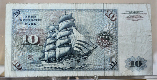 1977 Germany 10 Deutsche Mark Banknote - Deutsche Bundesbank - Very Fine (VF) - 1977 German Ten Deutsche Mark Note - P#31b