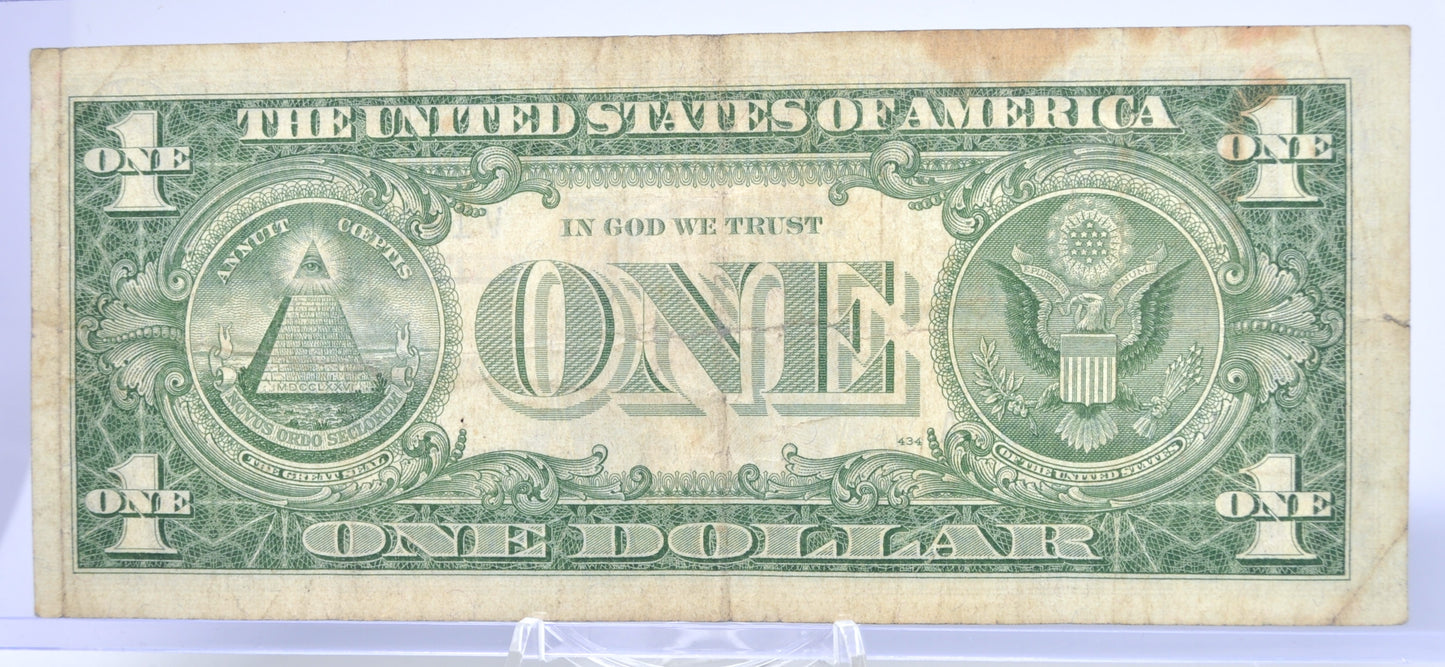 1957B Fancy Ladder Pattern Serial Number 1 Dollar Silver Certificate - 12363457 - 1957 B Blue Seal Fancy Serial Note - Fr#1621