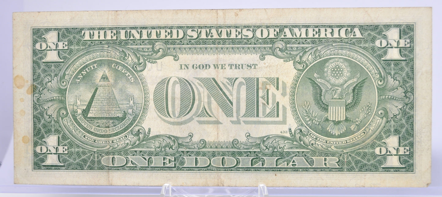 1957 B Low Fancy Duo Repeater Serial Number 1 Dollar Silver Certificate - 00993799 - 1957B One Dollar Blue Seal Cool Serial Note - Fr#1621
