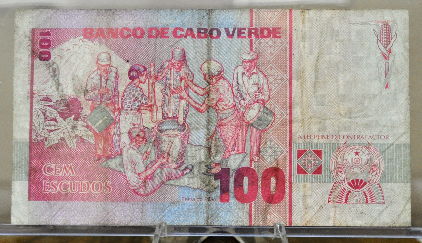 1989 Cape Verde 100 Escudos Note - Jan. 20th 1989 Date - Very Fine (VF) - 1989 Banco de Cabo Verde One Hundred Escudos Banknote - P#57a