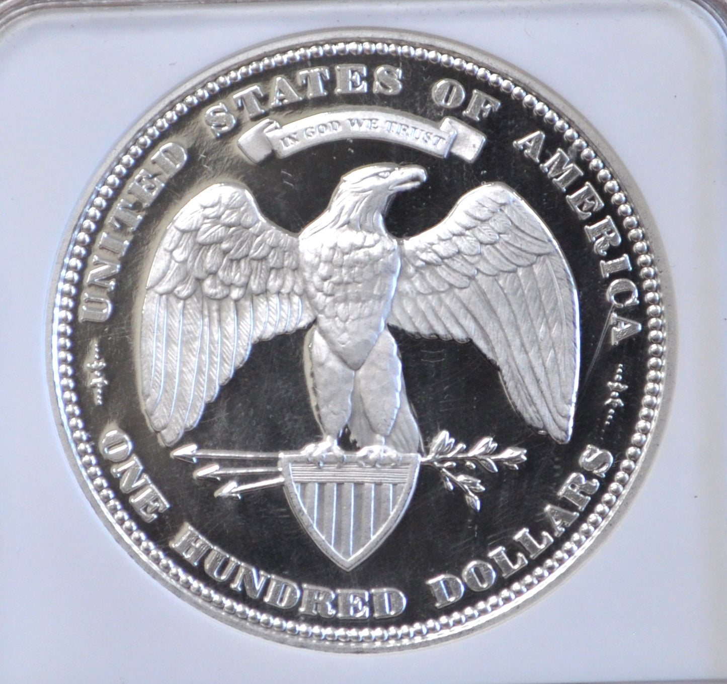 George T. Morgan Proposed Design from 1876, NGC Slabbed Gem Proof - America's Lost Masterpeice - 1.5 oz. Pure Silver - 100 Dollar Union