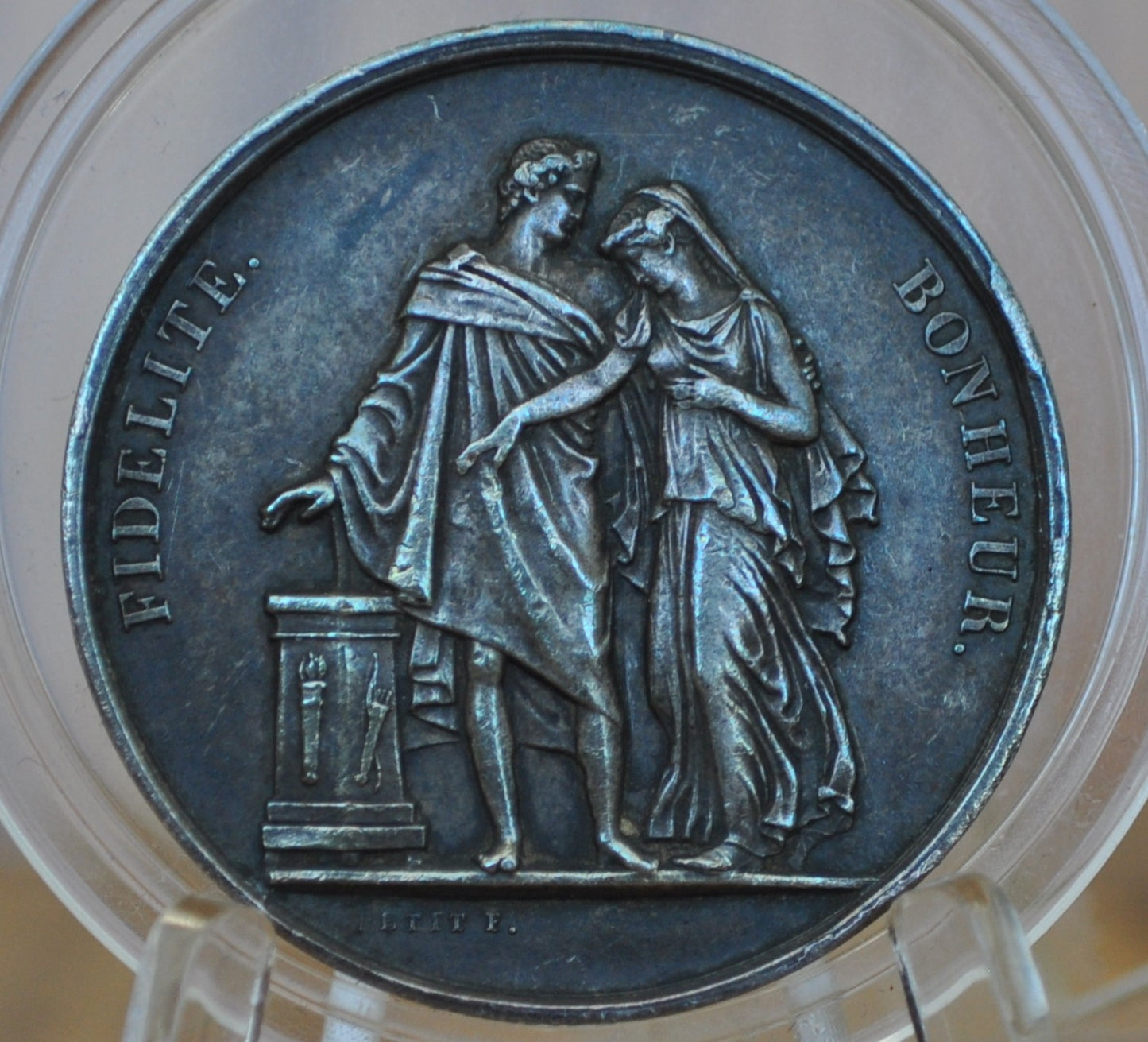 1800's Vintage French Marriage Medal - Silver - Event Medal - Wedding Medallion - Great For Gifts and Jewelry