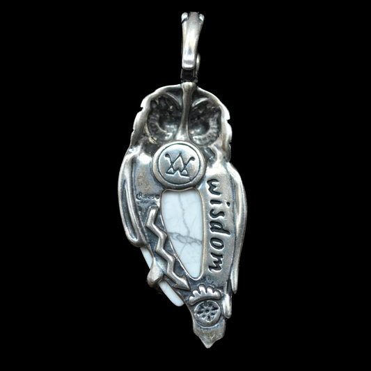 Carolyn Pollack American West Sterling Silver & White Howlite Owl Enhancer Pendant - Authentic American West Sterling Silver White Howlite Wisdom Owl Jewelry Enhancer