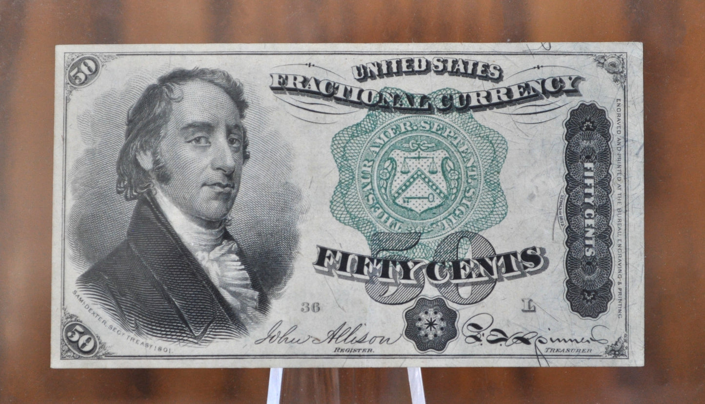 4th Issue 50 Cent Fractional Note Fr#1379 - CU (Choice Uncirculated) Condition - Fourth Issue Fifty Cent Note Fr1379, Authentic, High Grade