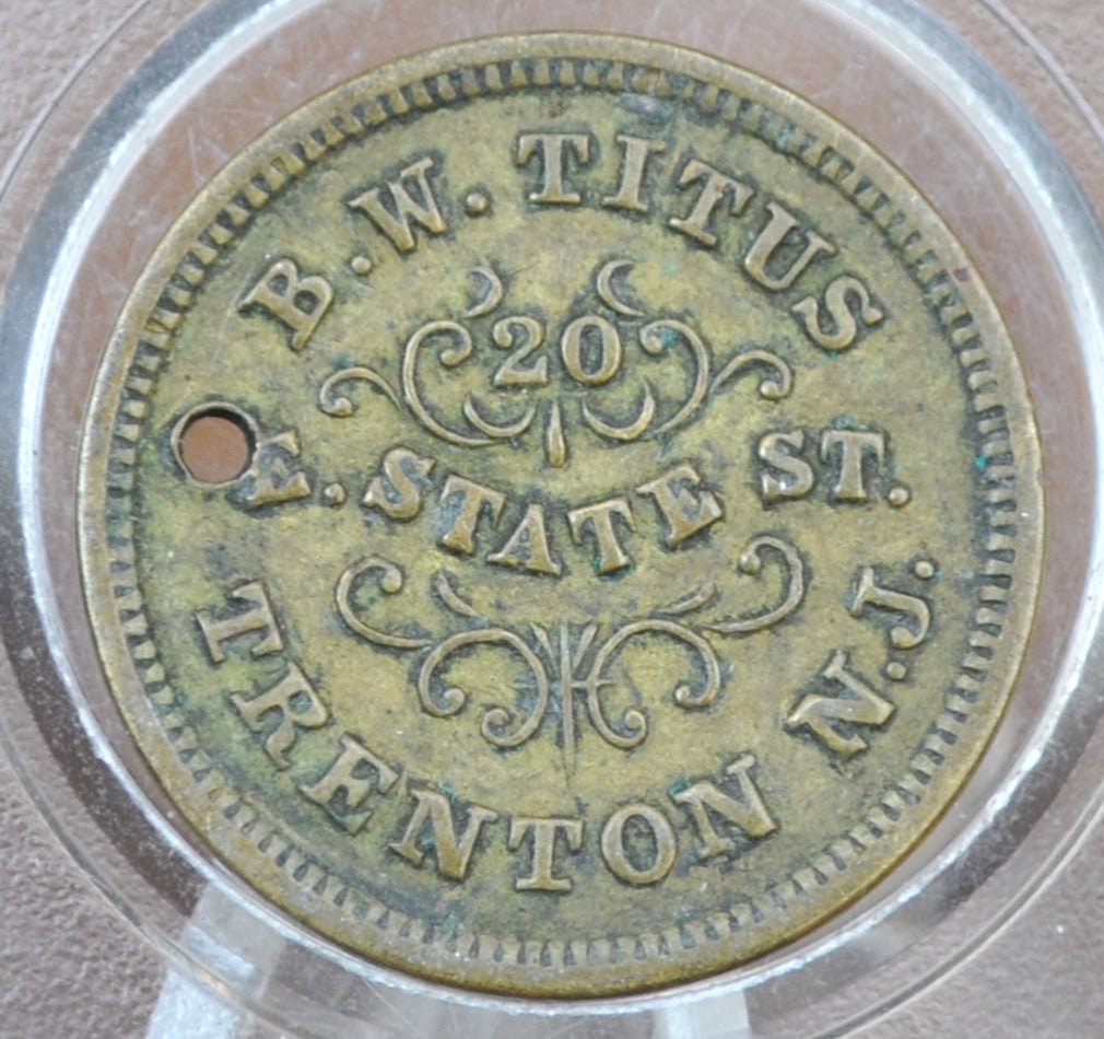 Trenton NJ Store Card Civil War Token - Tradesman Token, "Dry Goods" - Hole Drilled - New Jersey Civil War Token
