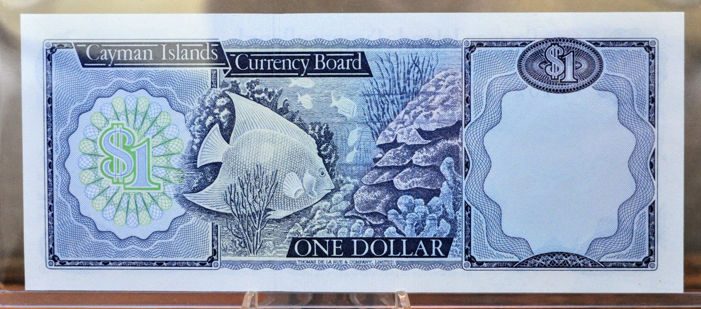 1972 Cayman Islands 1 Dollar Note - Early Note, A/2 Prefix - Uncirculated (UNC) - L. 1972 British Cayman Islands One Dollar Note - P#1b