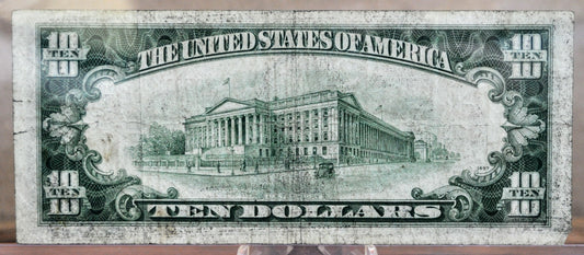 1950-B Federal Reserve 10 Dollar Note - Boston (A) Issue - Very Fine (VF) - 1950B Ten Dollar Green Seal Note - Fr#2012-A