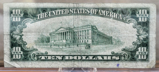 1950-B Fancy High Pattern Serial Number 10 Dollar Note - 98894023 - Boston (A) Issue - 1950B Ten Dollar Green Seal Note - Fr#2012-A