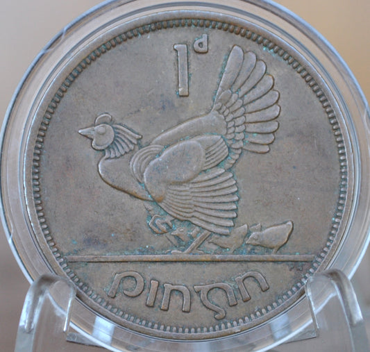 1946 Irish 1 Penny - Great Condition - 1946 One Cent Coin Ireland / UK - Hen with Chicks Design Irish Coins - Irish Coins