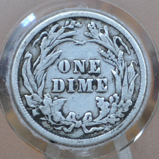 1916 Barber Silver Dime - Fine Details with Rim Dent - Philadelphia Mint - 1916P Dime