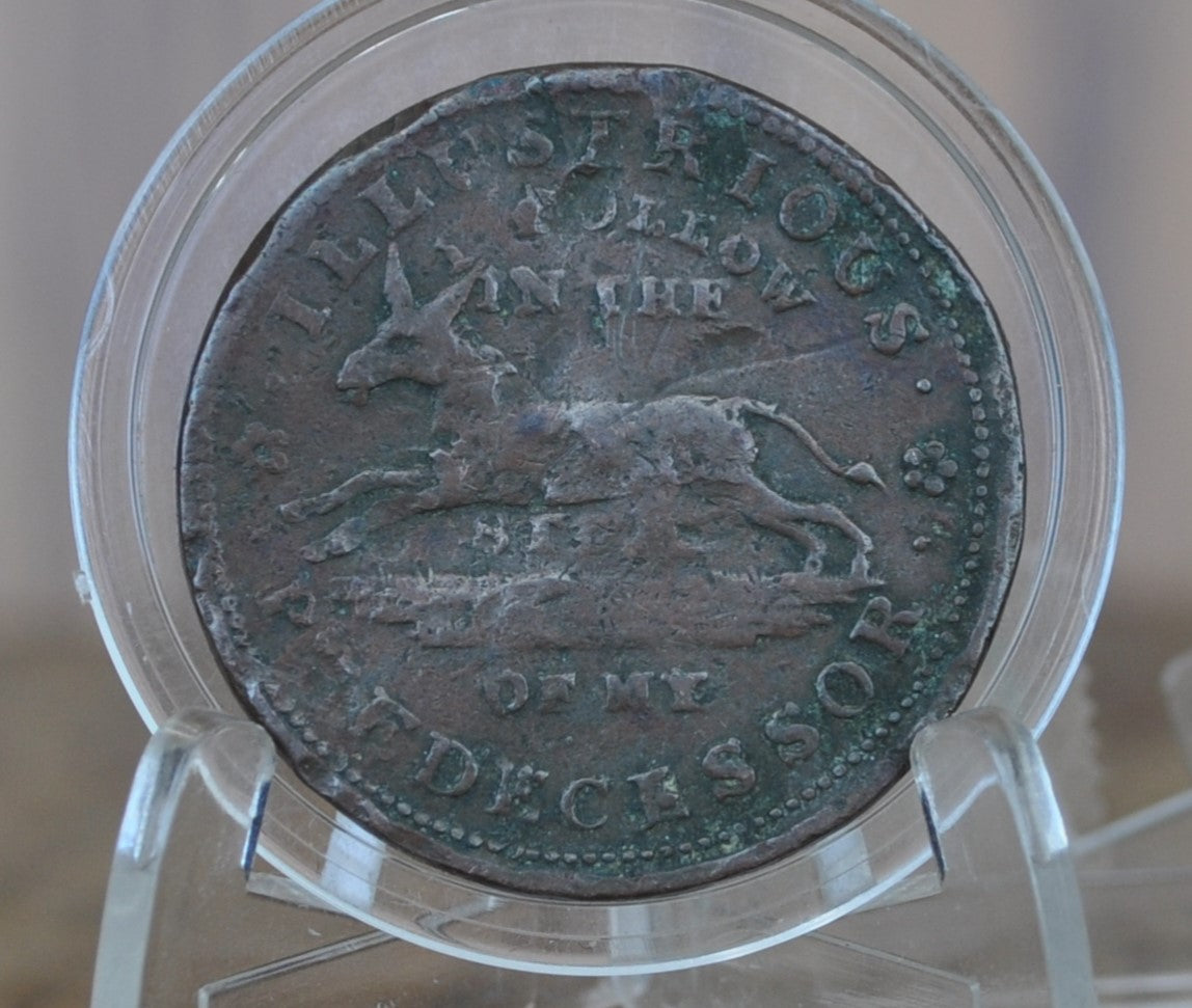 1837 Hard Times Token - Great Details but damaged - Turtle Hard Times Token Executive Experiment, Political Hard Times Token
