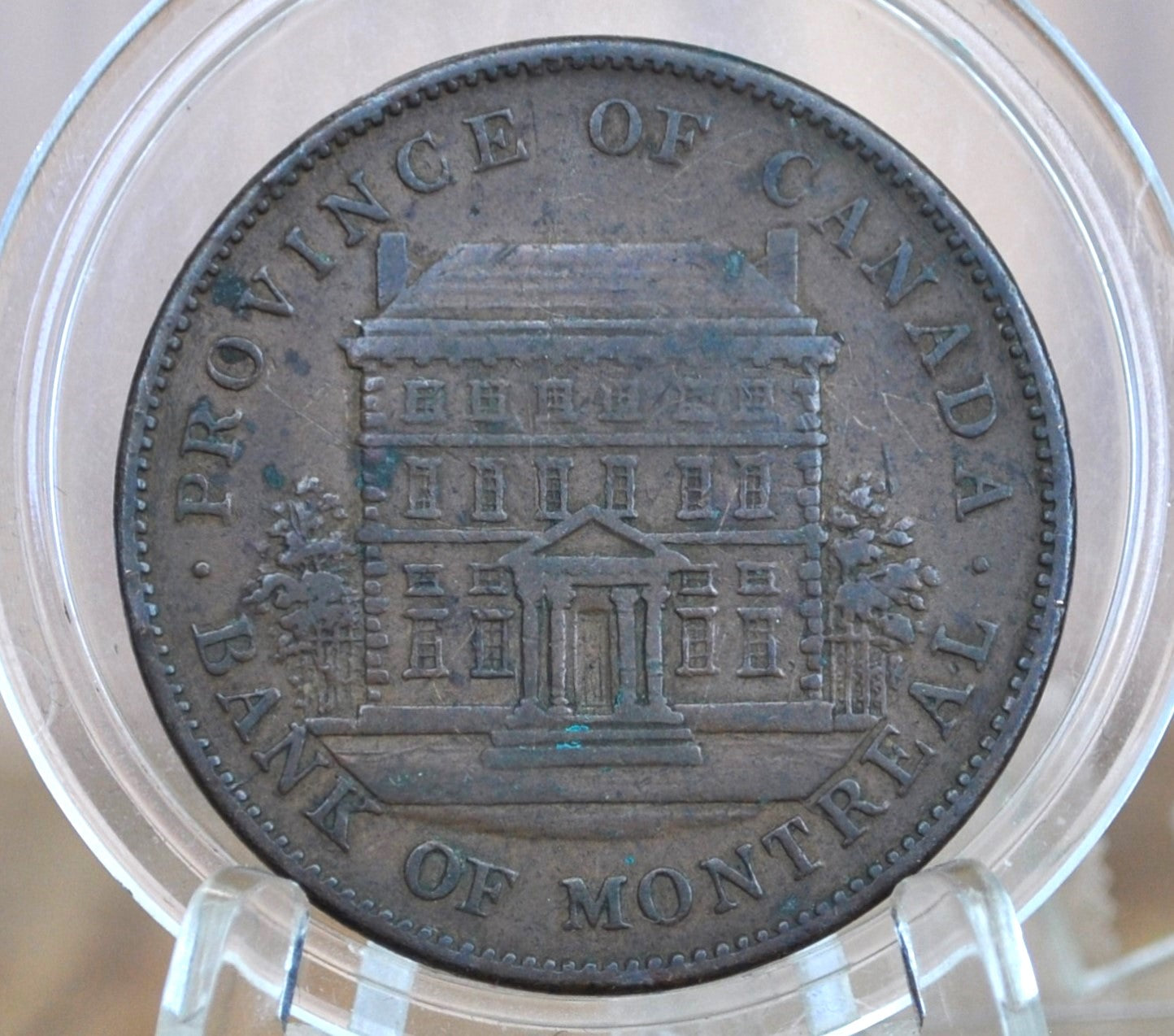 1842 One Penny Bank Token - Great Condition (VF/XF) - 1 Penny Bank Token 1842 Bank of Montreal Canadian Bank Token