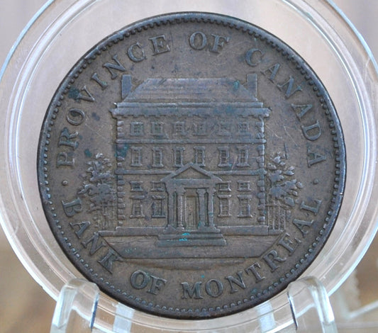 1842 One Penny Bank Token - Great Condition (VF/XF) - 1 Penny Bank Token 1842 Bank of Montreal Canadian Bank Token