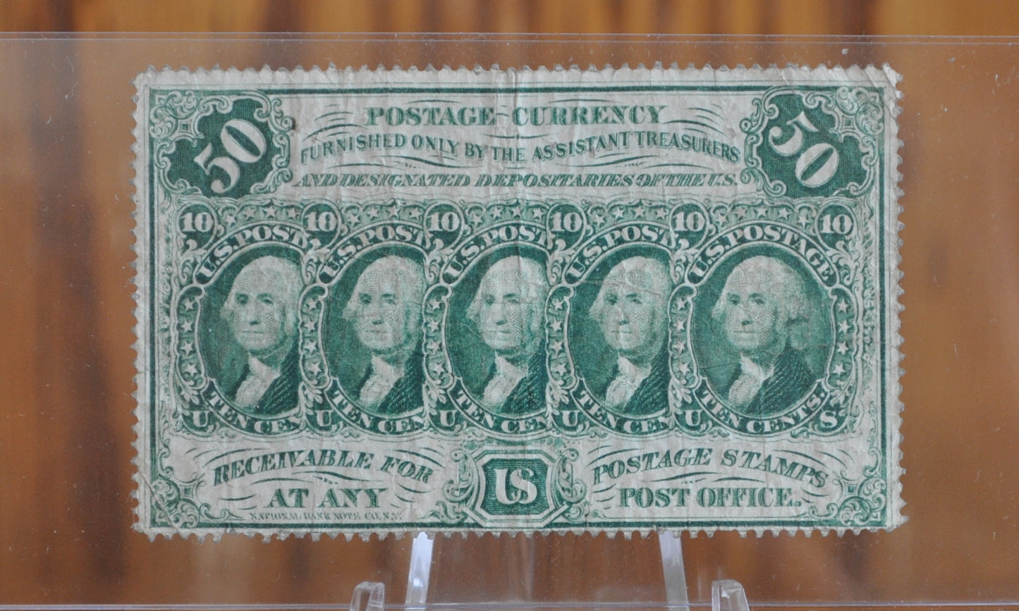 1st Issue Fractional Currency 50 Cents (Fr#1311) - VF+ Grade - Perforated, No Monogram First Issue Number 1241, Scarce