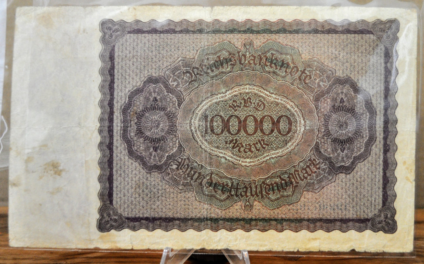 1923 Germany 100,000 Mark Banknote - Reichsbanknote - Inflation Note - 6-Digit Serial - 1923 One Hundred Thousand Marks Note - P#83a.1