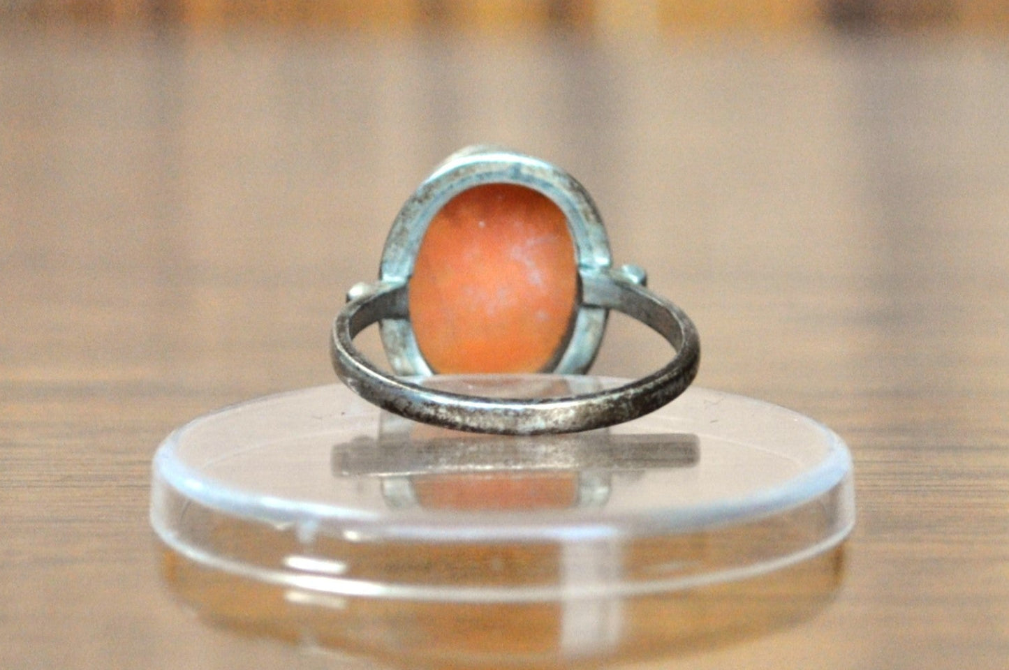 Authentic 800 Silver Shell Cameo Graces Ring - Size 7 - Greek Mythology Ring - Vintage Victorian Cameo Three Graces Motif Ring