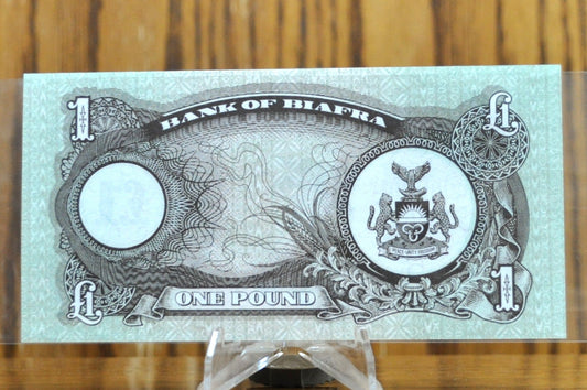 1968 Republic of Biafra 1 Pound Note - Serial Number Printed - Only Existed 3 Years - Uncirculated - 1968 Biafra One Pound Note - P#5a