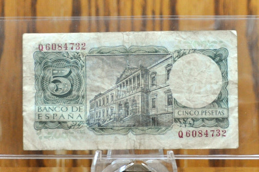 1954 Bank of Spain 5 Pesetas Bank Note - King Alfonso X Type - 22.7.1954 - 1954 Spanish Cinco Five Pesetas Note - P#146a