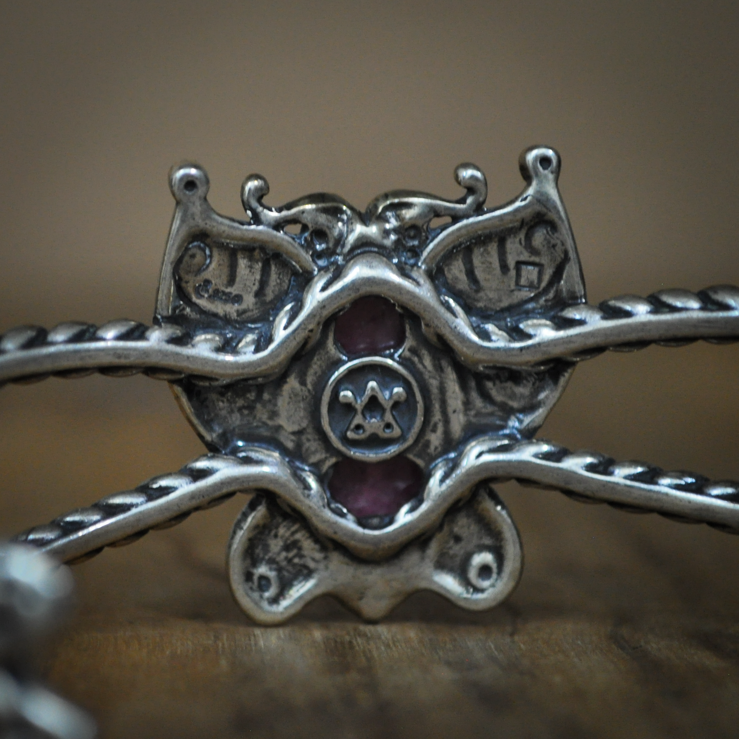 Carolyn Pollack American West Sterling Silver Pink Rhodonite Butterfly Ring & Cuff Bracelet Set - 2 Piece Set Sterling Silver Rhodonite Pink Butterfly Ring and Bracelet