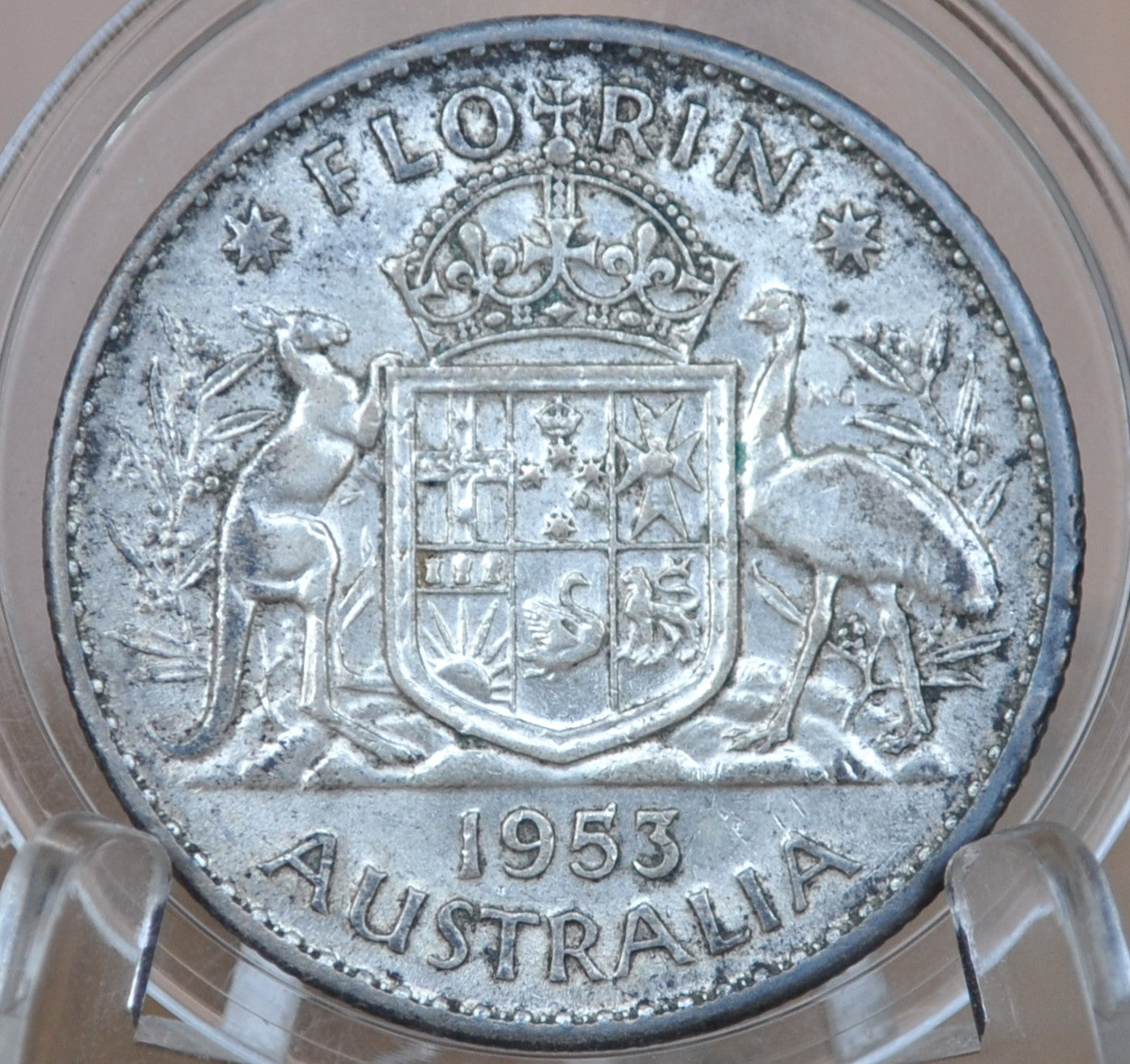 1953 One Florin Australia - Great Condition - 50% Silver - Australian One Florin 1953