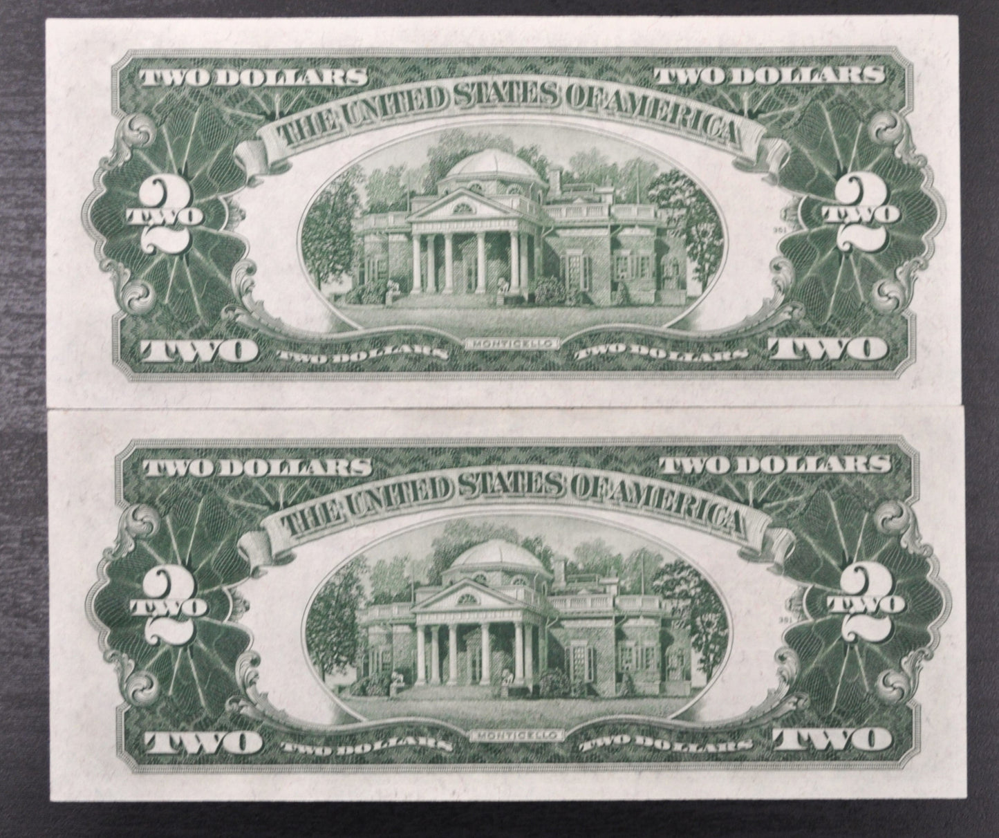 1928G Red Seal 2 Dollar Legal Tender Notes Pair - UNC - Consecutive Serial Numbers - Set of 2 1928 G Two Dollar Legal Tender Notes - Fr.1508